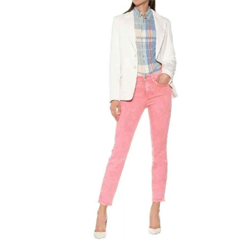 3 x 1 NYC Stevie High-Rise Cropped Straight Leg Jeans Bubble Gum Pink Size 28